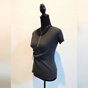 Rue21 Charcoal Ribbed Short Sleeve Top